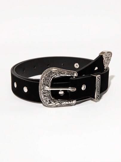 Street 1pc Women's Y2k Style Western Rivets Decorated Suede Belt, Autumn/Winter Halloween Summer, School Fall, Autumn, Halloween