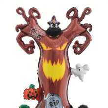 1入萬聖節氣球,南瓜鬼、死樹氣球,萬聖節派對鋁箔氣球,室內裝飾、花園裝飾 - 咖啡棕 - 查看 4