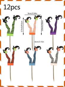 12入組萬聖節派對腿形紙質蛋糕裝飾組,靴子杯子蛋糕挑插,萬聖節蛋糕裝飾用品,在杯子蛋糕上裝飾,萬聖節派對蛋糕帽子標誌,萬聖節主題生日派對用品
