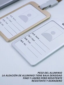Vertical Aluminum Alloy Badge Holder Pack Of 5, Badge ID Card Case With Neck Strap Ideal For Office, Business, Work, School Supplies - 銀色 - 查看 4
