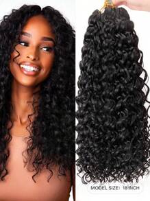 Natural Gogo Curl Crochet Hair For Natural Black Color Beach Curls Crochet Hair, Water Wave Go Go Crotchet Hair Synthetic Curly Braiding Hair Extensions (1B#) - Black - View 3