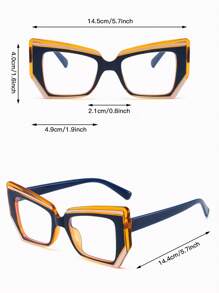 1pc/3pcs Stylish Polygonal TR90 Colorblock Artistic Women Eyeglasses - Multicolor - View 4