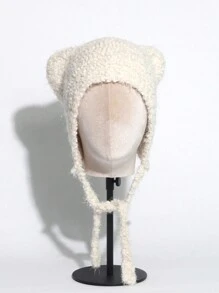 米色女款熊耳帽 - 米色 - 查看 2