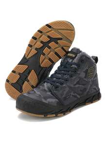 冬季戶外高筒登山鞋,毛絨內裡,高筒雪地靴