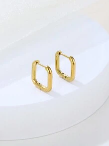 5pairs Golden Stainless Steel Clasp Line Earrings In Asymmetric Shapes