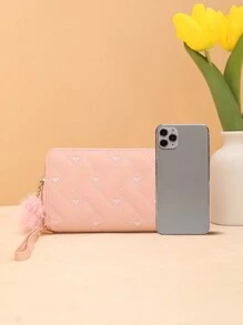 New Women's 2023 Summer Indentation Medium Clutch Bag Fashion Love Change Mobile Phone Bag Women's Hot Pink For Women Wallet Purse Wallet Long Wallet