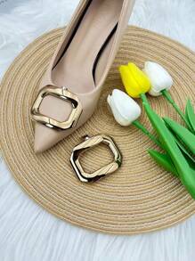 New Arrival Metallic Rhinestone Decor Shoe Clip For Diy Shoe Decoration, Removable Shoe Accessory - Gold - View 4