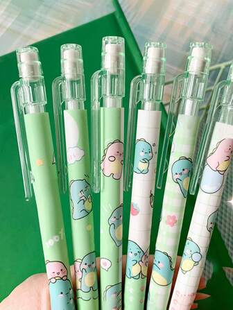 6 支随机小恐龙自动铅笔（卡通铅芯）学生和办公室职员开学文具