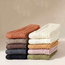 6雙/套純色扭紋洛麗塔學生襪,透氣排汗中筒襪,隨機發貨 - 彩色 - 查看 2