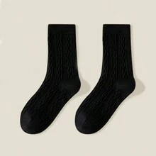 6雙/套純色扭紋洛麗塔學生襪,透氣排汗中筒襪,隨機發貨 - 彩色 - 查看 7