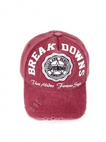 1pc Women's Trucker Hat Retro Washed Women's Baseball Cap Embroidered Patch Top Quality Adjustable Leisure Outdoor Accessories For Women - Burgundy - View 3