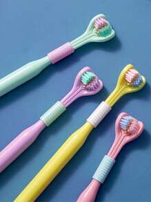 1pc Random Color Toothbrush, 3 Side Soft Toothbrush, For Oral Care Home Bathroom Decor Fall Decor Back To School - Multicolor - View 1