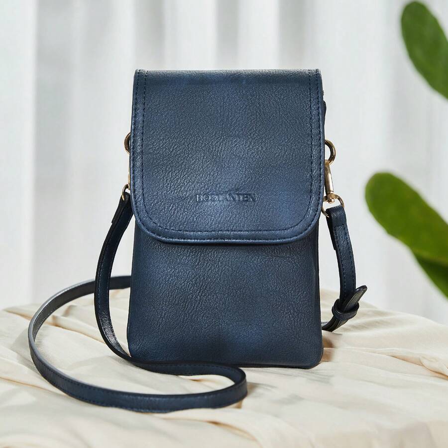 BOSTANTEN Leather Small Crossbody Bags for Women Designer Cell Phone Bag Wallet Purses Adjustable Strap - 藍色 - 查看 1