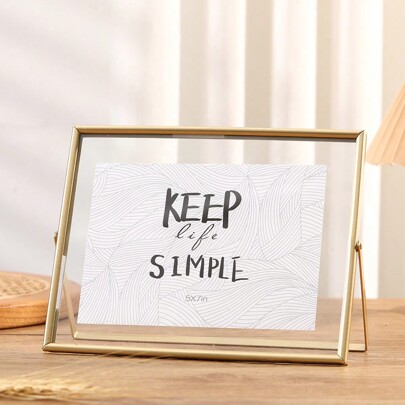 Horizontal Picture Frame With Gold Iron Art And Acrylic Transparent Surface, Modern Style Decoration Piece Gifts Birthday Graduation