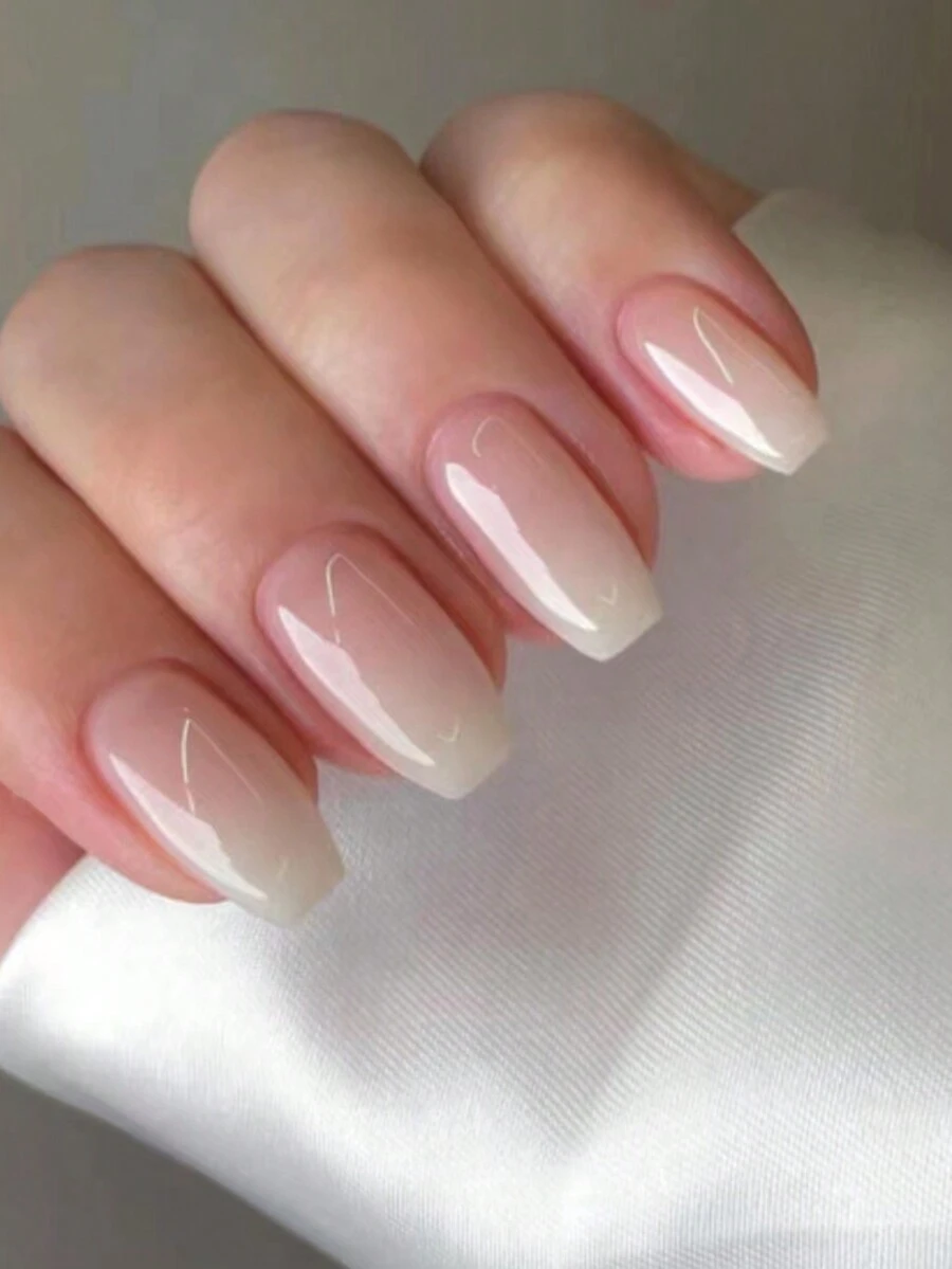 24入組時尚漸層法式長棺材形可著裝式假指甲,附1支指甲文件和1支果凍膠 - 彩色 - 查看 1