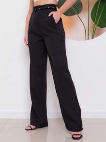 Women Pants - 黑色 - 查看 4