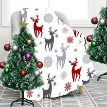 1條印有麋鹿圖案的聖誕主題印花法蘭絨毛毯,適用於午睡、沙發、床、辦公室、露營和旅行,柔軟保暖 - 麋鹿 - 查看 2