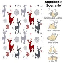 1條印有麋鹿圖案的聖誕主題印花法蘭絨毛毯,適用於午睡、沙發、床、辦公室、露營和旅行,柔軟保暖 - 麋鹿 - 查看 4
