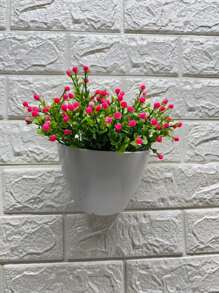 Vaso de Parede com plantas mosquitinho artifiais 13cm