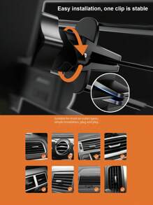 1 件黑色 Abs 矽膠金屬車用手機支架，360° 可旋轉伸縮支架，易於安裝，強力吸盤，防滑防震設計，適合水平和垂直使用 - 黑色 - 查看 2