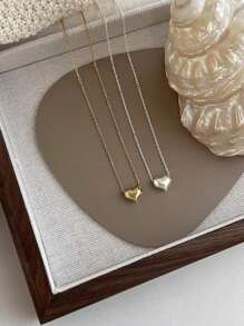 GAGAFEEL 1 件简约经典 S925 纯银心形项链，心形吊坠锁骨链，适合女士礼物