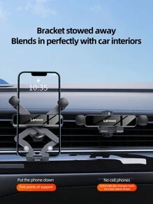 Lenovo 联想汽车手机支架 适用于汽车挡风玻璃仪表板通风口的手机支架 通用免提汽车支架 手机支架兼容 iPhone 智能手机 - 黑色 - 查看 5