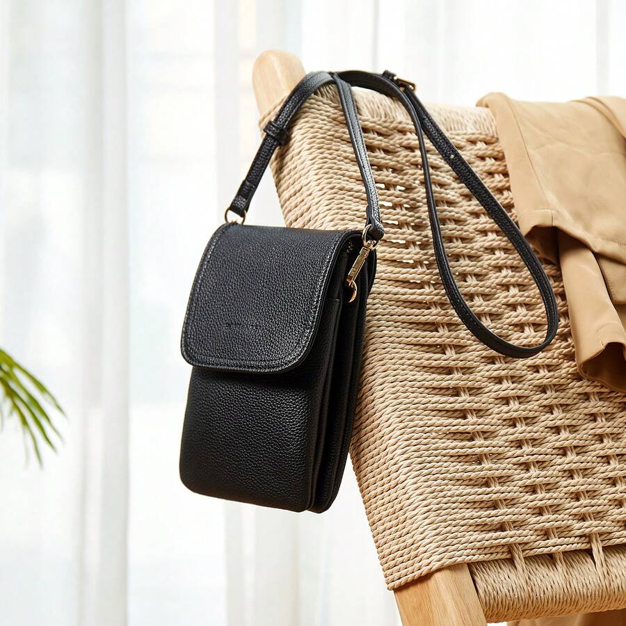 BOSTANTEN Leather Small Crossbody Bags for Women Designer Cell Phone Bag Wallet Purses Adjustable Strap - 黑色 - 查看 1