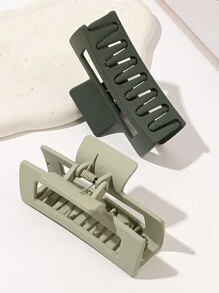 2pcs/Set Avocado Green Ombre Design Hair Claw Clips In Simple Style, Suitable For Thick & Curly Hair Casual Hair Jaw Clip Hair Clamps Hair Clutch Hair Catcher Clip, School Stuff, College Fall Winter Hair Clip Hair Accessories For Women For Vacation Outfits Woman - Multicolor - View 4