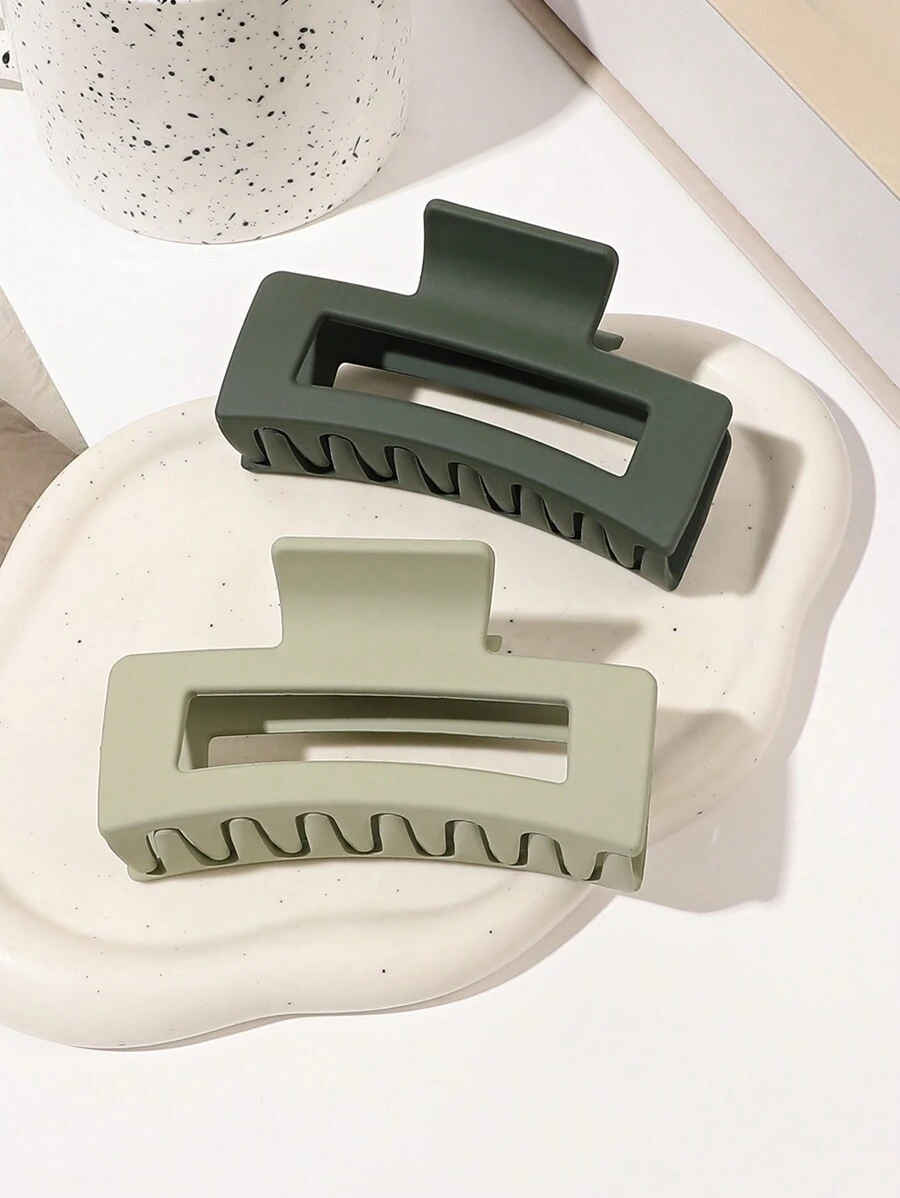 2pcs/Set Avocado Green Ombre Design Hair Claw Clips In Simple Style, Suitable For Thick & Curly Hair Casual Hair Jaw Clip Hair Clamps Hair Clutch Hair Catcher Clip, School Stuff, College Fall Winter Hair Clip Hair Accessories For Women For Vacation Outfits Woman