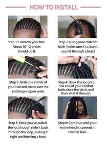 Natural Gogo Curl Crochet Hair For Natural Black Color Beach Curls Crochet Hair, Water Wave Go Go Crotchet Hair Synthetic Curly Braiding Hair Extensions (1B#) - Black - View 7