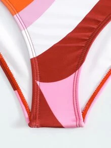 2025 New Women's Colorblock One-Piece Swimsuit With Chiffon Cover-Up Skirt, Vintage European And American Swimwear Bathing Suit, Free Size Summer