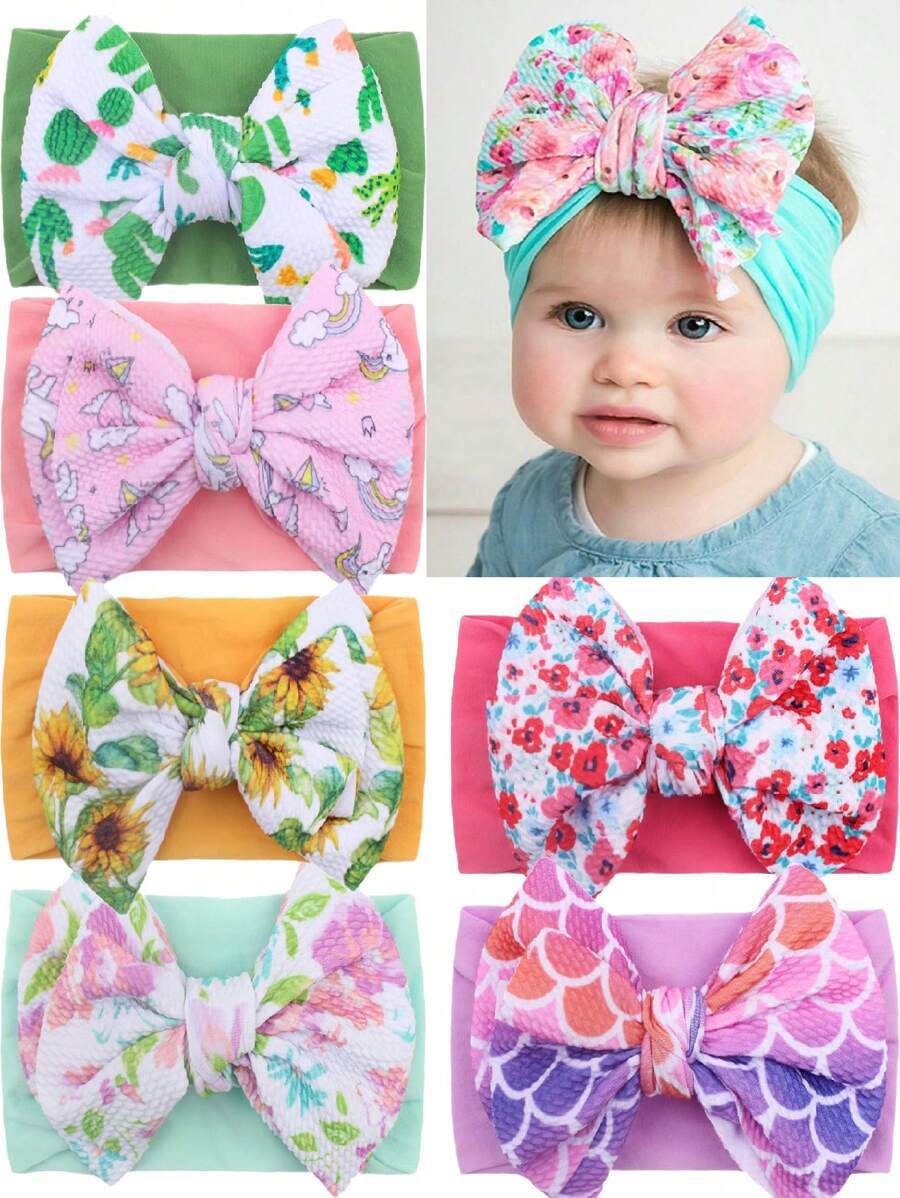 1 件裝嬰兒可愛蝴蝶結花卉髮帶 - 薄荷綠 - 查看 1