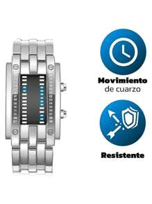 Reloj LED Binario de Acero Inoxidable Bluelander para Hombre - Plateado - Ver 6