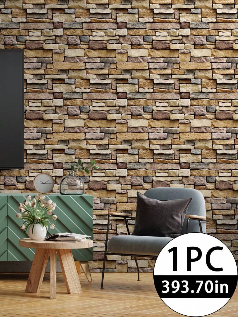 1 Pieza Papel Tapiz Retro De Ladrillo Para La Pared De Fondo De La Sala De Estar - 17.72*393.7in - Ver 1