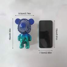Carry The Gradual Change Bear Electric Fan Mini Cute Portable USB Charging Silent Handheld Small Fan Three High Wind - Blue - View 4