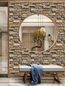 1 Pieza Papel Tapiz Retro De Ladrillo Para La Pared De Fondo De La Sala De Estar - 17.72*393.7in - Ver 7