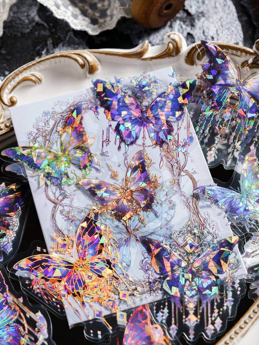 20pcs/Pack 3d Laser Butterfly Themed Diy Decoration Pet Stickers Set ...