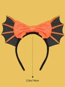 1入女士蝙蝠翼蝴蝶結亮片頭帶,萬聖節時尚髮飾 - 彩色 - 查看 4