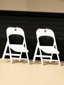 1對白色可折疊椅子耳環 - 白色 - 查看 4