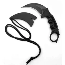 Cuchillo Navaja Karambit de supervivencia para senderismo - Negro - Ver 2