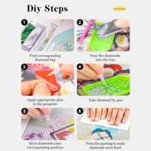 1入組向日葵形DIY人造水鑽繪畫成套工具適用於成年人,,無框 - 彩色 - 查看 7