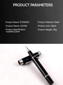 STONEGO 1PC 奢华圆珠笔，黑色中号笔尖可填充滚珠笔，书写流畅，不锈钢笔，优雅签名行政笔，礼品笔，适合男士女士、学校、办公室、商务