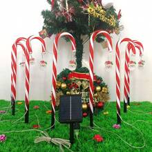 5入組聖誕老人手杖戶外風景燈,聖誕節街道燈光,太陽能竹編聖誕老人手杖,適用於花園車道草坪花園裝飾聖誕節假日禮物