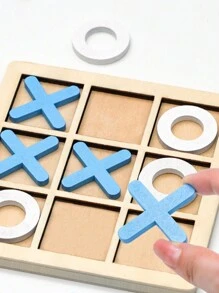 木質xo三重井字遊戲九宮格三人棋親子互動桌面對戰遊戲板 - 白藍色 - 彩色 - 查看 2