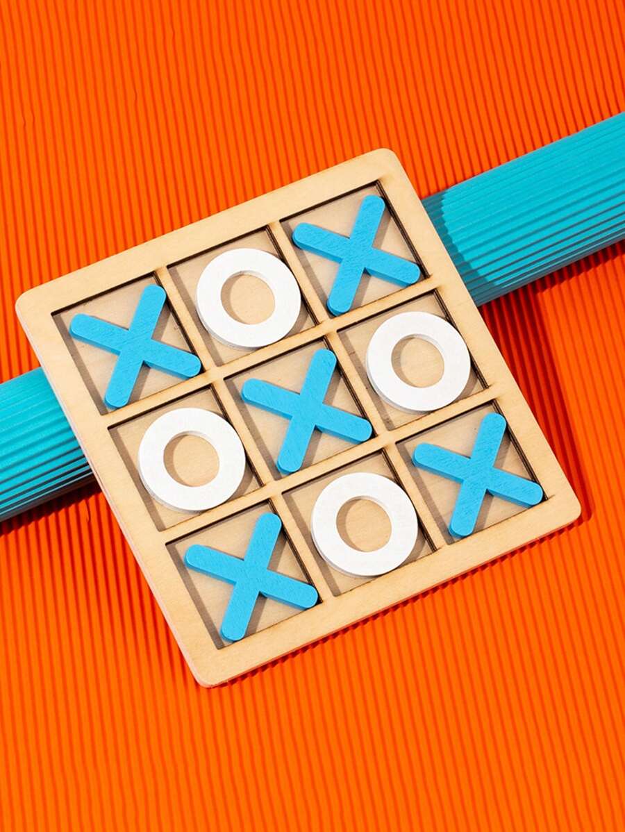 木質xo三重井字遊戲九宮格三人棋親子互動桌面對戰遊戲板 - 白藍色 - 彩色 - 查看 1