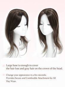 Peluca De Relleno Para Mujeres Con Mechones De Color Marrón Y Ondulado, Piezas De Cabello Sintético Para Mujeres, Peluquines Y Postizos Para La Caída Del Cabello - Color Piano - Ver 7