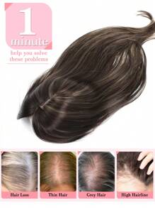 Peluca De Relleno Para Mujeres Con Mechones De Color Marrón Y Ondulado, Piezas De Cabello Sintético Para Mujeres, Peluquines Y Postizos Para La Caída Del Cabello - Color Piano - Ver 2