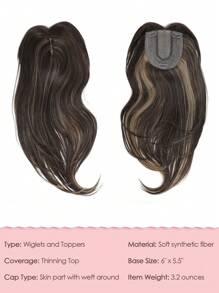 Peluca De Relleno Para Mujeres Con Mechones De Color Marrón Y Ondulado, Piezas De Cabello Sintético Para Mujeres, Peluquines Y Postizos Para La Caída Del Cabello - Color Piano - Ver 5