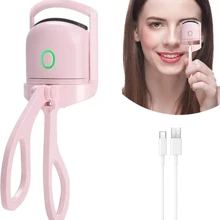 Draagbare, oplaadbare en verwarmde wimperkruller met USB-aansluiting, natuurlijke, langdurige krul, compact en handig ontwerp voor vrouwen, geschikt voor thuis- en reisgebruik, eenvoudige en moeiteloze manier om prachtige wimpers te krijgen. Nieuwjaarscadeau voor thuisgebruik of reisaccessoires.