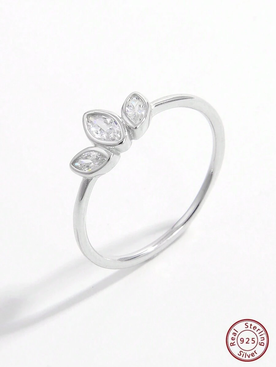 1入925純銀三色貓眼&人造鑽石女戒指，精緻輕盈又可愛，展現你的優雅並適用於禮物 - 銀色 - 查看 1